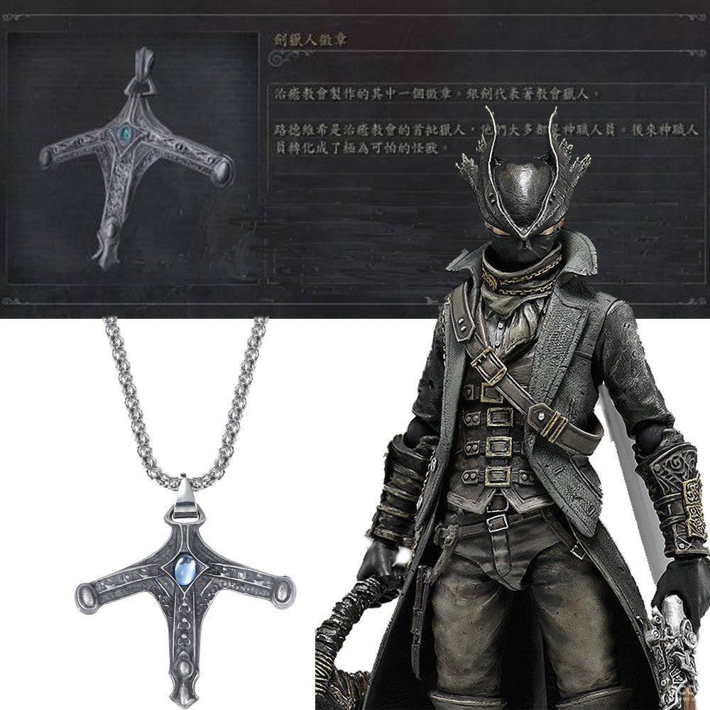 Colar Bloodborne Espada Hunter Badge Gehrman Cruz Edict Pingente Colares para Mulheres Homens Acessórios de Joias Presentes