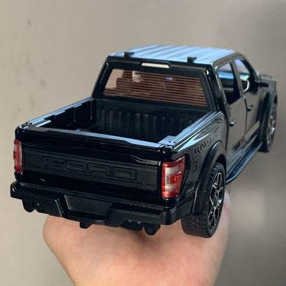 1:20 Ford Raptor F150 Picape Caminhão Brinquedo Carro Modelo Liga Fundido Portas Abrindo Puxar para Trás Som Luz Modelo de Escala Carro Brinquedos para Meninos