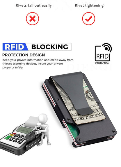 Minimalist Slim RFID Blocking Wallet For Men - Light Weight, Durable & Compact- Aluminum Wallet With Money Clip (Black?