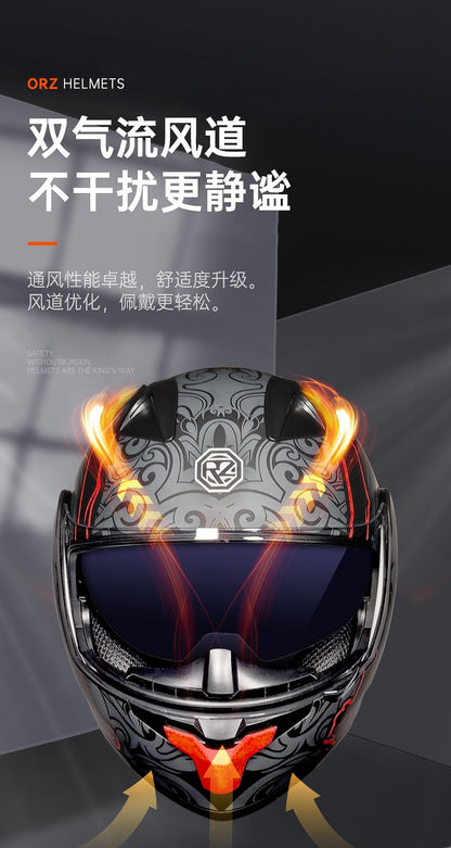 ORZ Capacete Integral Personalizado para Motocicleta Masculino Feminino Moda Capacete com Lente Dupla Capacete de Motocross de Corrida Modular Articulado Casco Moto