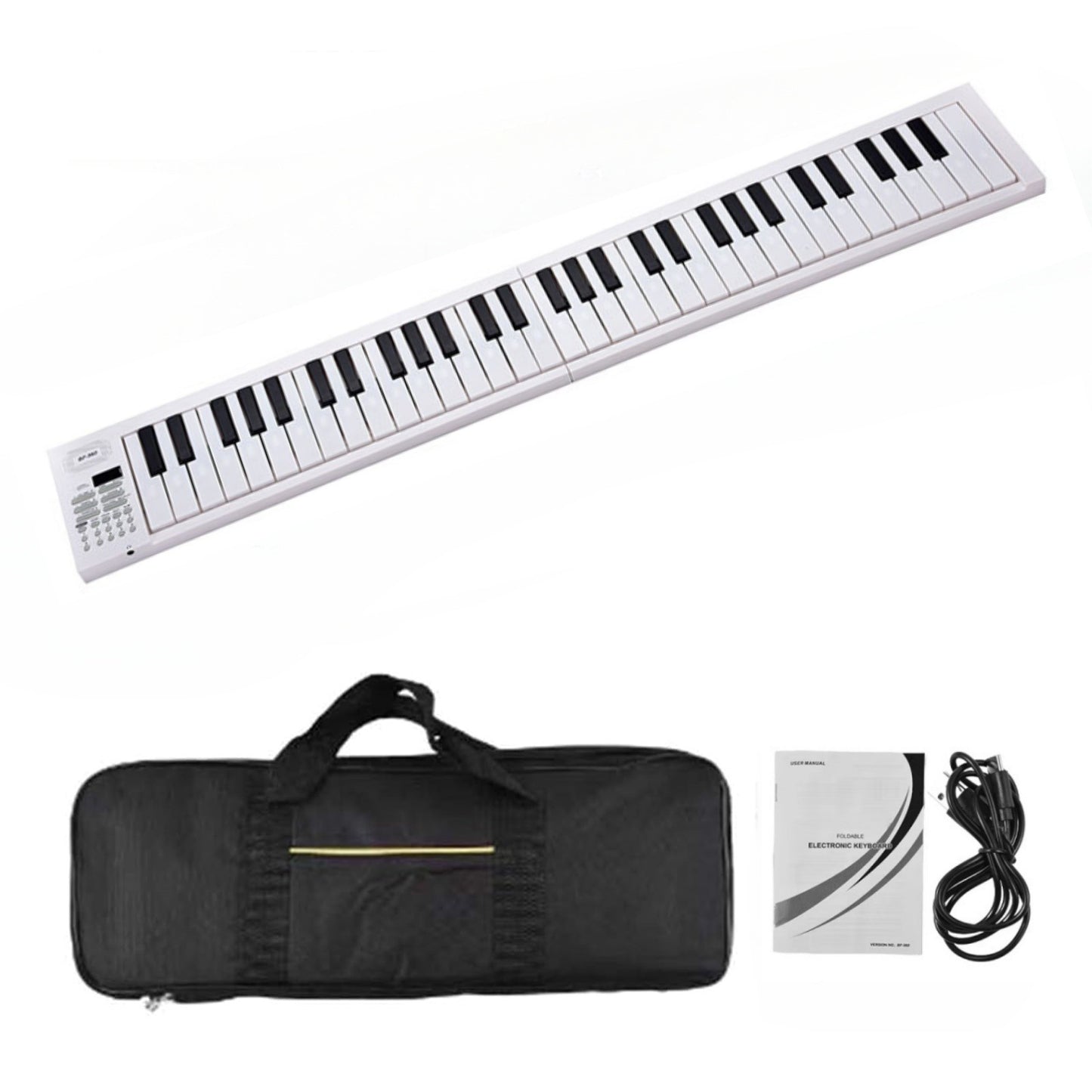 Teclado eletrônico dobrável de 61 teclas Piano portátil com display LED/Bateria embutida/Instrumento musical de teclado eletrônico