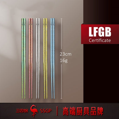 10 Pcs of Pure Titanium Chopsticks in 5 No Paint Different Colors Ultra Light 8g/pcs 23cm Chopstick Good for Family Health