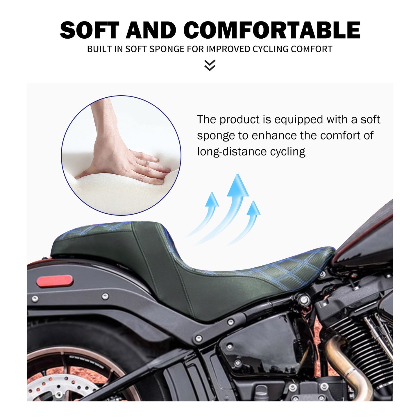 Banco Duplo de Moto para Piloto e Garupa Almofada Dianteira Traseira para Harley Softail Sport Glide FLSB Low Rider FXLR FXLRS 2018 em Diante