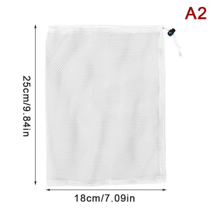 Black White Durable Mesh Drawstring Bag Storage Pouch Multi Purpose Home Travel Outdoor Activity Laundry Bag Stuff Sack