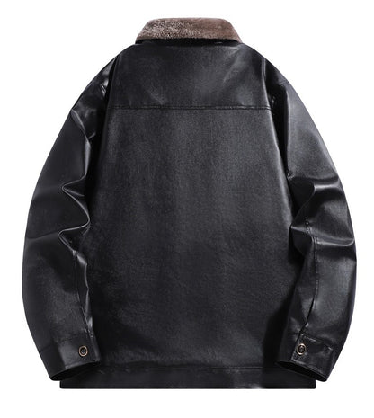 Men Leather Jacket Winter Fleece Lined Biker Jackets Fashion Motorcycle Jacket Faux Leather Coat Outwear Casual Streetwear