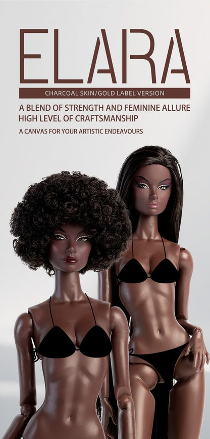 Xianxian Doll 32cm GALA ELARA BJD Supermodel Charcoal Skin Afro Straight Wavy Wig Set Limited Collector Birthday Gift