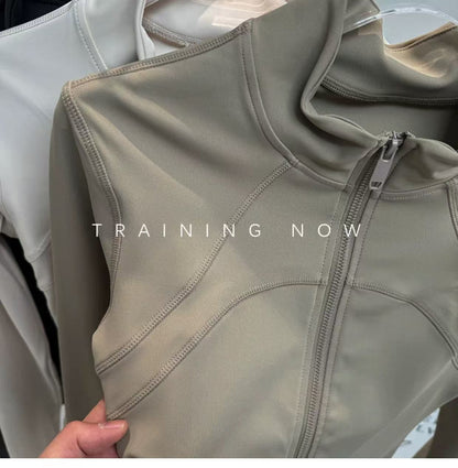 Yoga Suit Women's High-end Standing Collar Long Sleeved Sports Jacket Running Training Fitness Top Windproof Running Suit