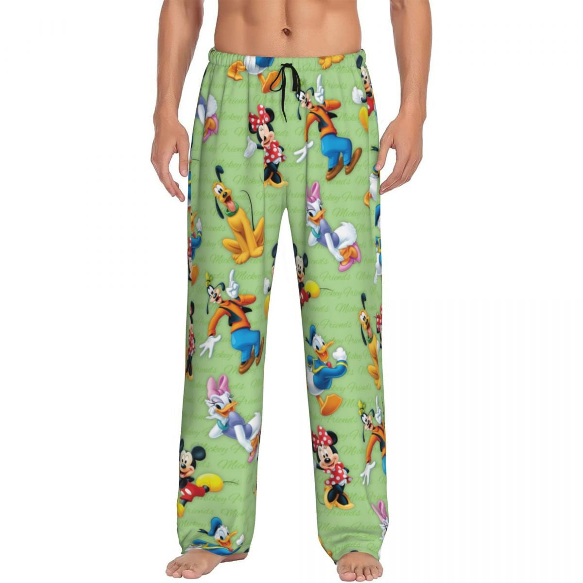 Custom Print Mickey Mouse Donald Duck Pajama Pants Men Sleep Sleepwear Bottoms with Pockets