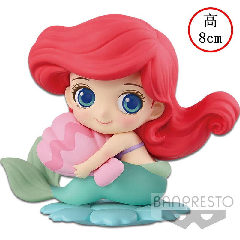 Bandai Disney A Pequena Sereia Anime Qposket Personagens Ariel Linha Glitter Boneco de Ação Modelo Colecionável Brinquedos Presente de Aniversário