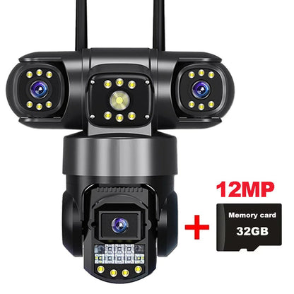 10K 20MP  WIFI IP Camera Outdoor 4 Lens 4 Screens 16X Zoom CCTV Wireless Video Surveillance Cameras 6K 12MP Security Protection