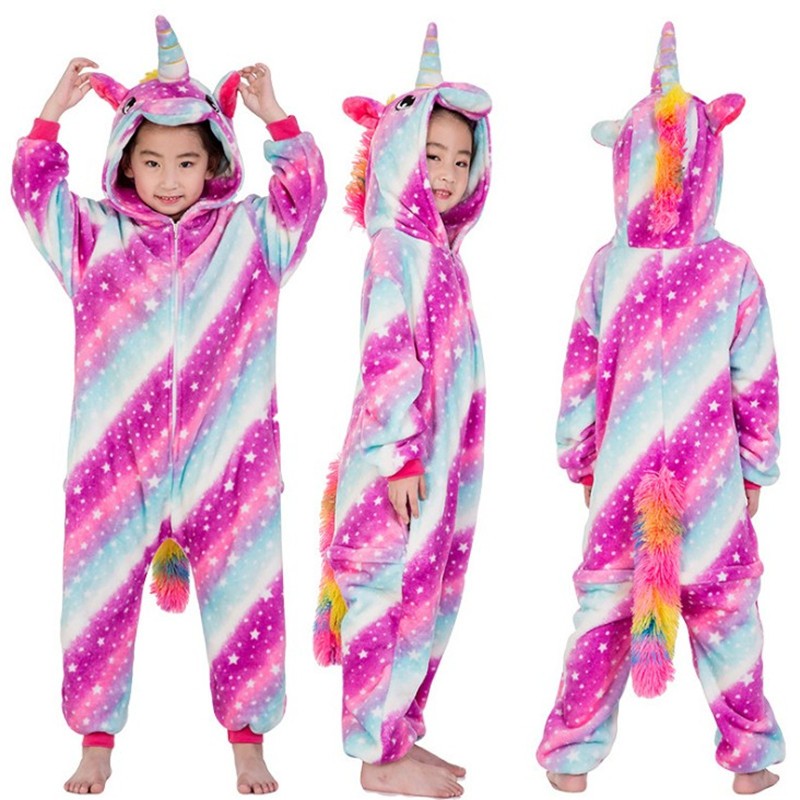 2-8Years Children's Unicorn Tiger Lion Fox Sika Deer Kigurumi Kid Onesie Pyjamas Cosplay Costumes for Halloween Carnival Party