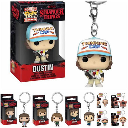 FUNKO POP Dustin Barb ELEVEN com Eggos Demogorgon Chaveiro Brinquedos Boneco Colecionável Modelo Bonecos de Vinil Chaveiro Brinquedo