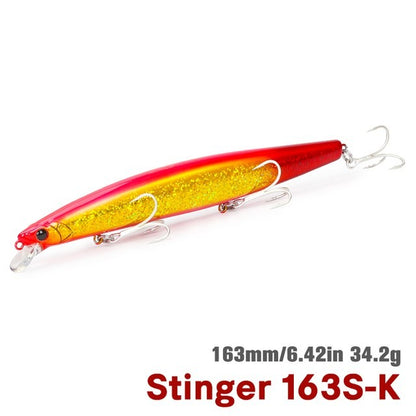 TSURIKNOYA STINGER 163S Isca Artificial Minnow de Fundo para Água Salgada com Lançamento Ultra Longo 163mm 34.2g Iscas Rígidas para Robalo