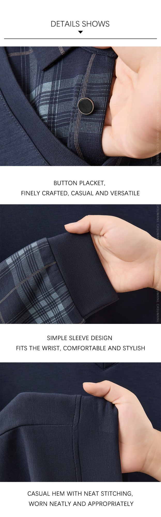 TFETTERS Business Men Polo Shirt 2025 Fashion Casual Slim Long Sleeve T Shirt Men Pullover Printed Plaid Shirts for Man Clothing