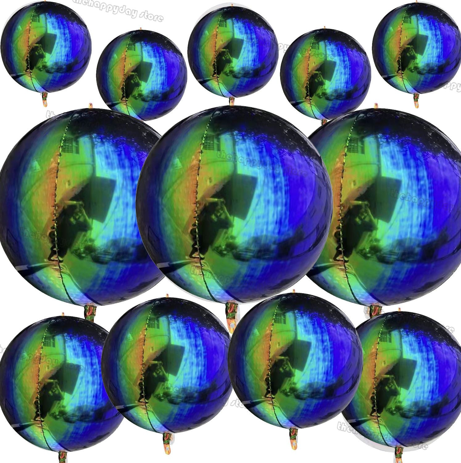 12Pcs Iridescent 4D Round Foil Balloons 22/12/10IN Holographic 4D Foil Balloons Helium Air Globos Mermaid Birthday Wedding Decor