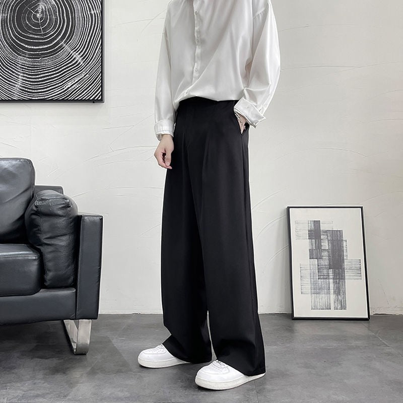 Trousers For Men Brown Fluid Draped Baggy Stylish Tailoring Summer 2025 Man Suits Pants Clothing Premium Thin Casual Up