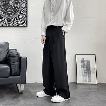 Trousers For Men Brown Fluid Draped Baggy Stylish Tailoring Summer 2025 Man Suits Pants Clothing Premium Thin Casual Up
