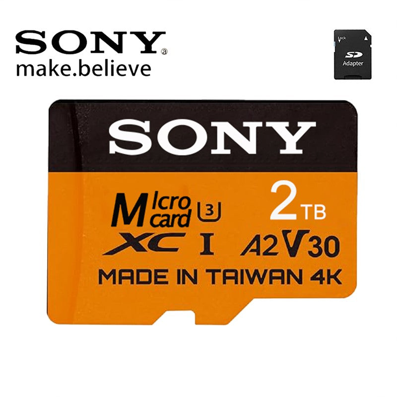 Cartão SD SONY de alta velocidade 2 TB V30 A2 4K 512 GB 256 GB 128 GB Cartão de memória Adaptador Micro TF SD de 1 TB para uso cruzado em smartphone/tablet/PC