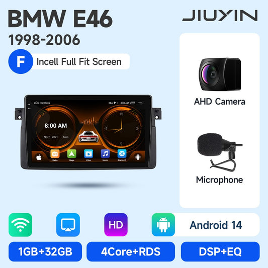 JIUYIN Android 15 Wireless Carplay Auto Car Radio Stereo Multimedia Player For BMW E46 M3 318 320 325 330 335 1998-2006 IPS