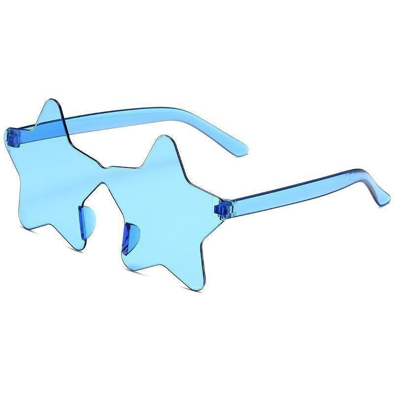 Star Shaped Sunglasses Rimless Colorful Transparent Glasses for Women Men Festival Birthday Cosplay Beach Summer Party Supplies