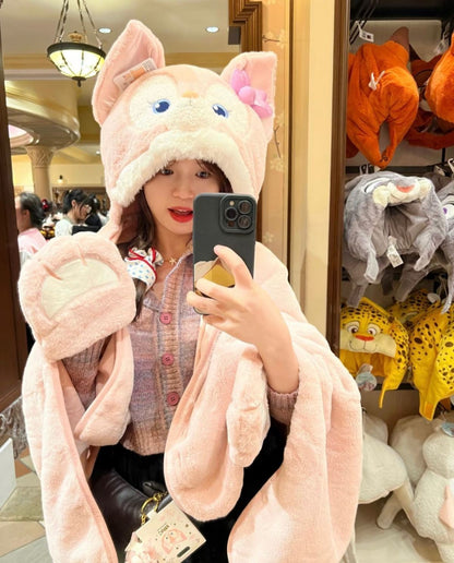 2025 Disney Lina Bell Cobertor com Capuz Desenho Animado Anime Manta Engrossada de Flanela para Dormir, Soneca, Uso Interno, Quente, Costurada, Presentes para Meninas