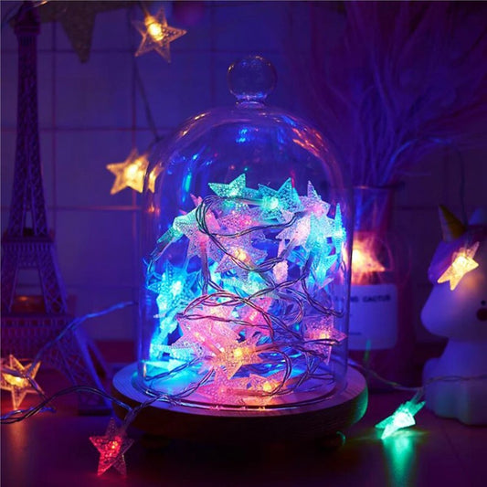 LED Star Fairy Lights Chain Battery/USB Powered String Lights Garland For Party Home Wedding Terrace Garden Christmas Decoration
