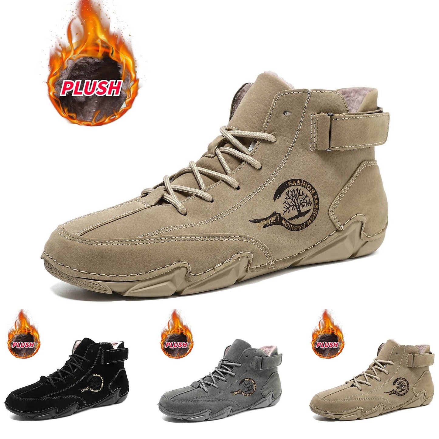 Casual Shoes For Men Suede Winter Pull On Outwear Fashionable Classic Short Boots Pu High Top Dress Shoes Botas Impermeables