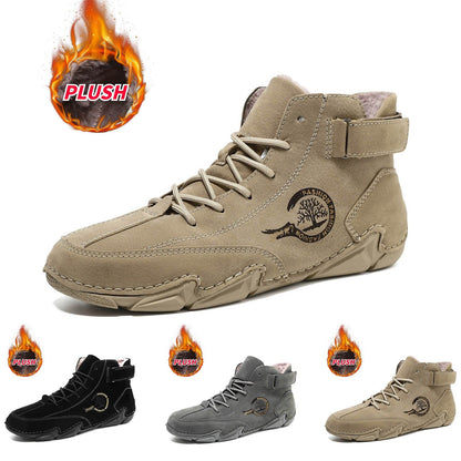 Casual Shoes For Men Suede Winter Pull On Outwear Fashionable Classic Short Boots Pu High Top Dress Shoes Botas Impermeables