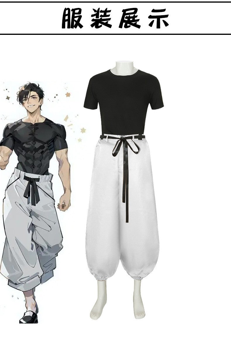 Jujutsu JJK Manga Anime Fushiguro Toji Satoru Gojo Cosplay Costume Wig T-shirt Pants Rose Net Halloween Christmas stage costume