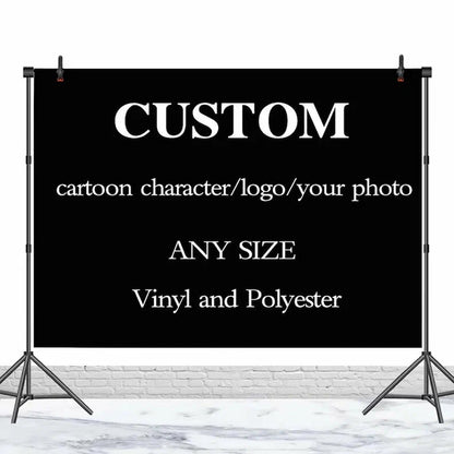 Custom Photo/Text Backdrop Personalized Photography Background for Birthday/Wedding/Holiday Decoration Vinyl Polyester Materials