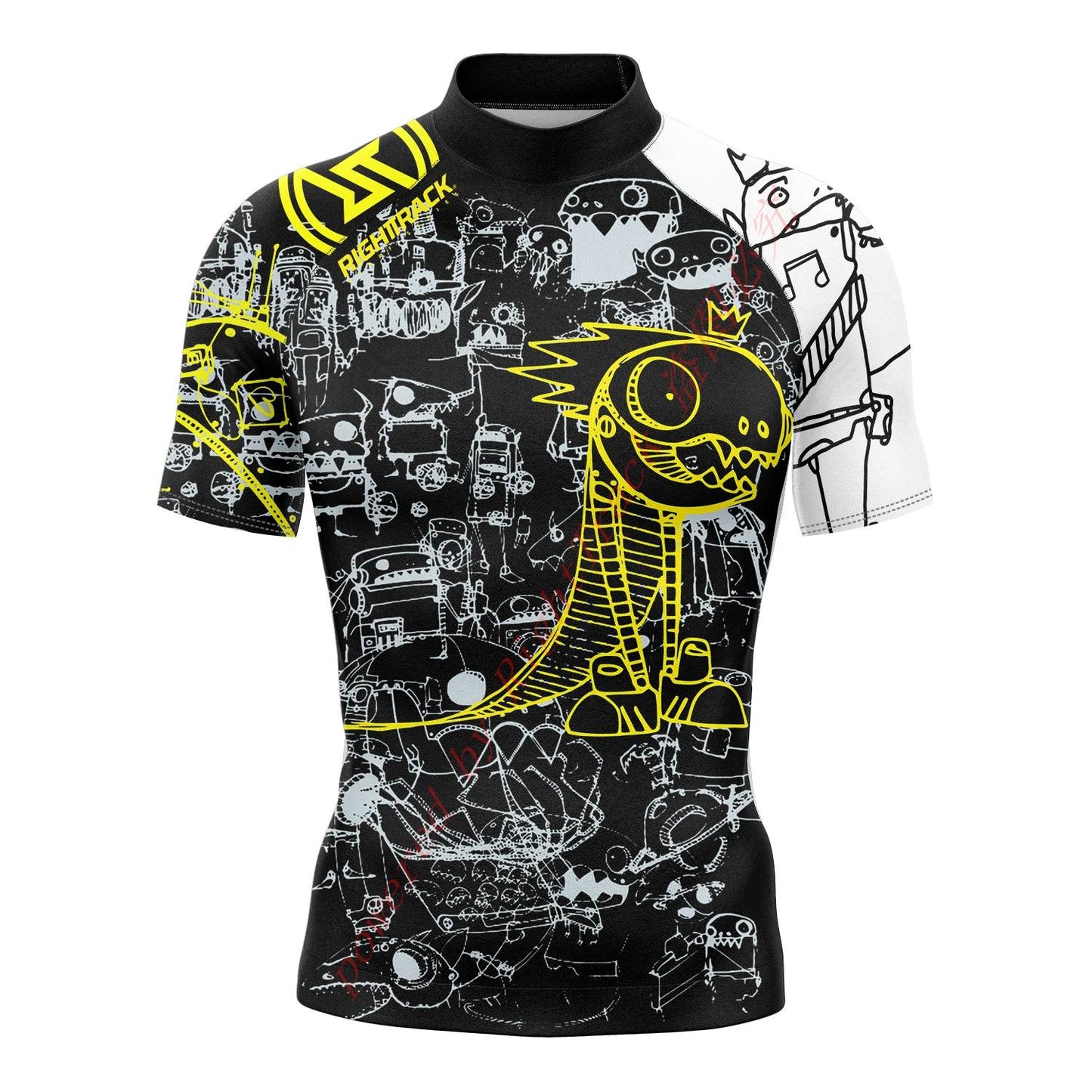 Hot Men's Short Sleeve Surfing Shirt Nautical Diary Lycra Rashguard RIGHTTRACK For Surf Sportswear Beach Swimwear UPF50+ Clothes