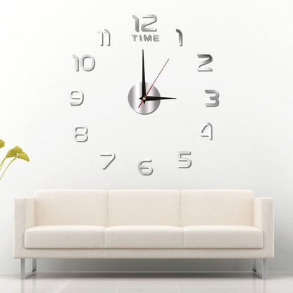 Creative 3D Acrylic Digital Wall Clock Roman Numerals Design Mirror Wall Clock Large Round Wall Clock DIY Self Adhesive Clocks