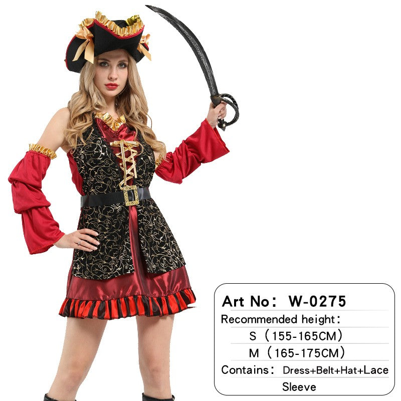Adult Female Halloween Pirate Costume Captain Jack's Role-playing Costume Theatrical Stage Pirate Performance