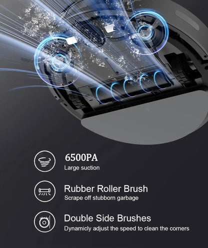 Robot Vacuum Cleaner Combo Mop,6500PA Suction Robotic,WiFi/Voice Control,Auto-Recharge,Pet Hair For Home Vacuum Cleaning Robotic