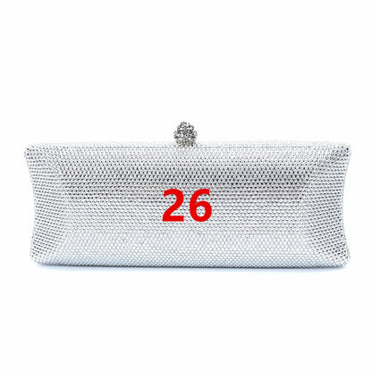 Women Brown/Black/Orange/Red/Purple Rhinestone Clutch Evening Bags Metal Minaudiere Handbag Bridal Purse Wedding Party Clutches