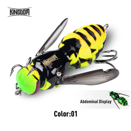 Kingdom Wasp Crawl Bait 4.2g 40mm 6.6g 48mm Iscas flutuantes biônicas de inseto artificiais de superfície para pesca de robalo, carpa e lúcio