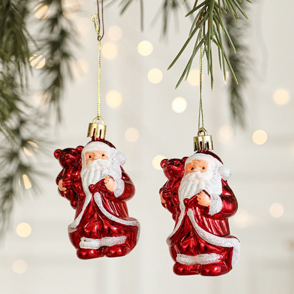 2PCS Red&white Christmas Hanging Decoration Plastic Santa Clause Xmas Ornament Ball Festival Camera Owl Xmas Baubles