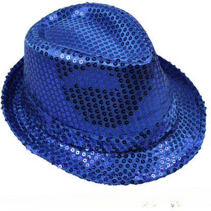 British Top Jazz Hat Bucket Hat Men Women Stage Performance Sequin Hat Shining Christmas Fedoras Party Parent Child Hat Hollween