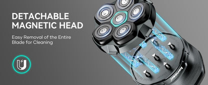 KENSEN Electric Head Shavers for Bald Men 6D Magnetic Razor Hair Trimmer USB Rechargeable LED Display Waterproof Beard Shavers