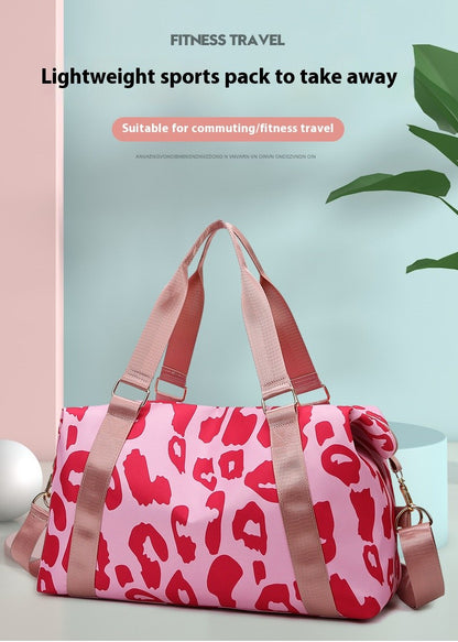 Large Capacity Travel Bag Wet Dry Shoulder Luggage Handbag Leisure Sports Fitness Bag Leopard Print Beach Bags Women's Backpack