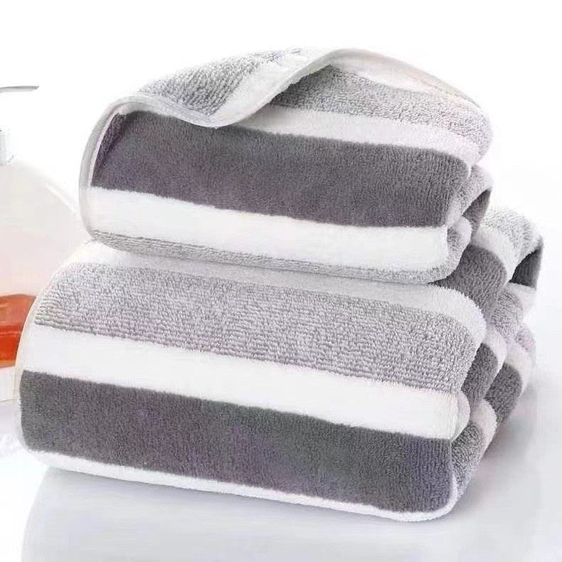 Conjunto de 4 Toalhas de Banho Listradas, Absorventes e de Secagem Rápida, Super Macias e Amigas da Pele Para o Banheiro de Casa