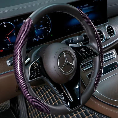 Capa de Volante de Carro 3 Peças Laser Fibra de Carbono Silicone 1K Couro de Microfibra PVC Reforçador de Volante Antiderrapante Universal