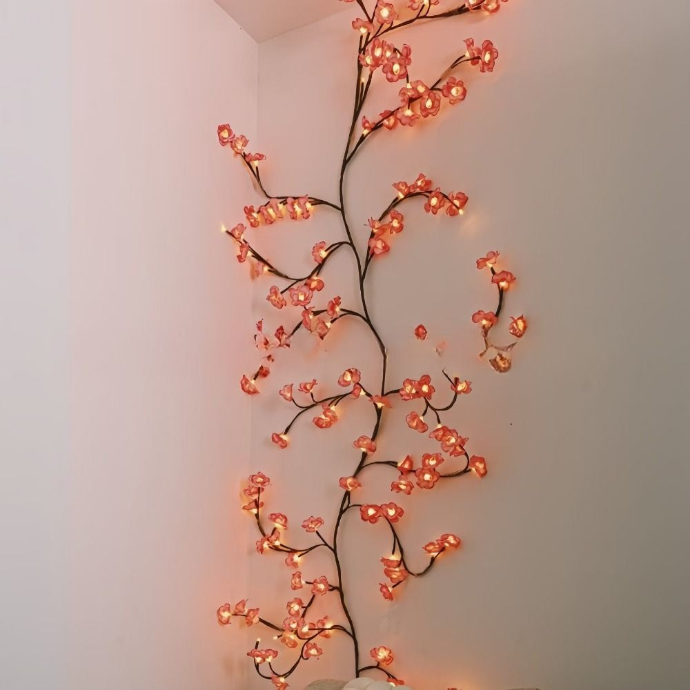 Cherry LED Tree Branch Lights for Wall Cherry Blossom Willow Vine Twig Decor Garland Christmas Decorations Indoor Home Wall Door