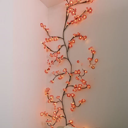 Cherry LED Tree Branch Lights for Wall Cherry Blossom Willow Vine Twig Decor Garland Christmas Decorations Indoor Home Wall Door