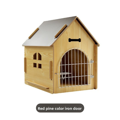 Casinha de cachorro e casinha de gato de madeira nova, casinha de cachorro com janela para animais de estimação, cabine para animais de estimação destacável, placa Osson de alta densidade, com portas de ferro