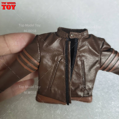 Jaqueta de Couro Marrom em Escala 1/12 Acessório de Roupa Modelo para Bonecos Articulados de 6'' Romankey Ant Notaman Masculino Soldados
