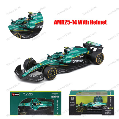 Bburago 1:43 F1 BWT Alpine Modelo Com Capacete 2025 Miniatura de Liga Carro de Corrida de Fórmula Brinquedo MCL39 W16 SF25 RB21 Japonês