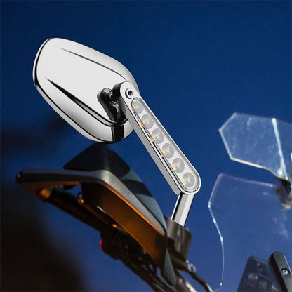 Espelhos retrovisores musculosos de motocicleta 8MM com piscas de LED para Harley VRSCF V-Rod 2009-2017 2016 2015 2014 1 Par Preto/Prata