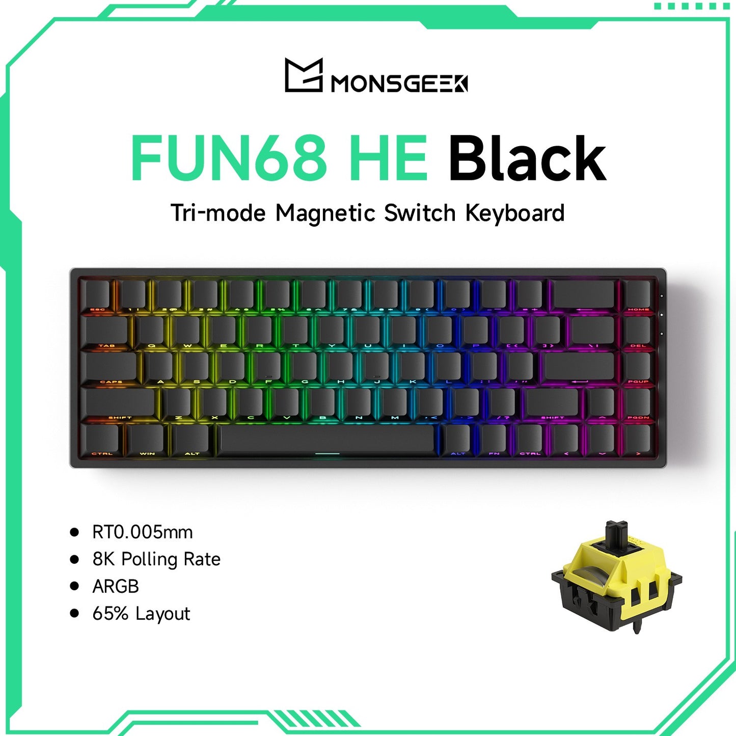 Akko MonsGeek FUN68 FUN60 PRO&MAX  HE Magnetic Keyboard 60% 65% Gaming Keyboards Rapid Trigger 8K Custom Keyboard Gamer Esports