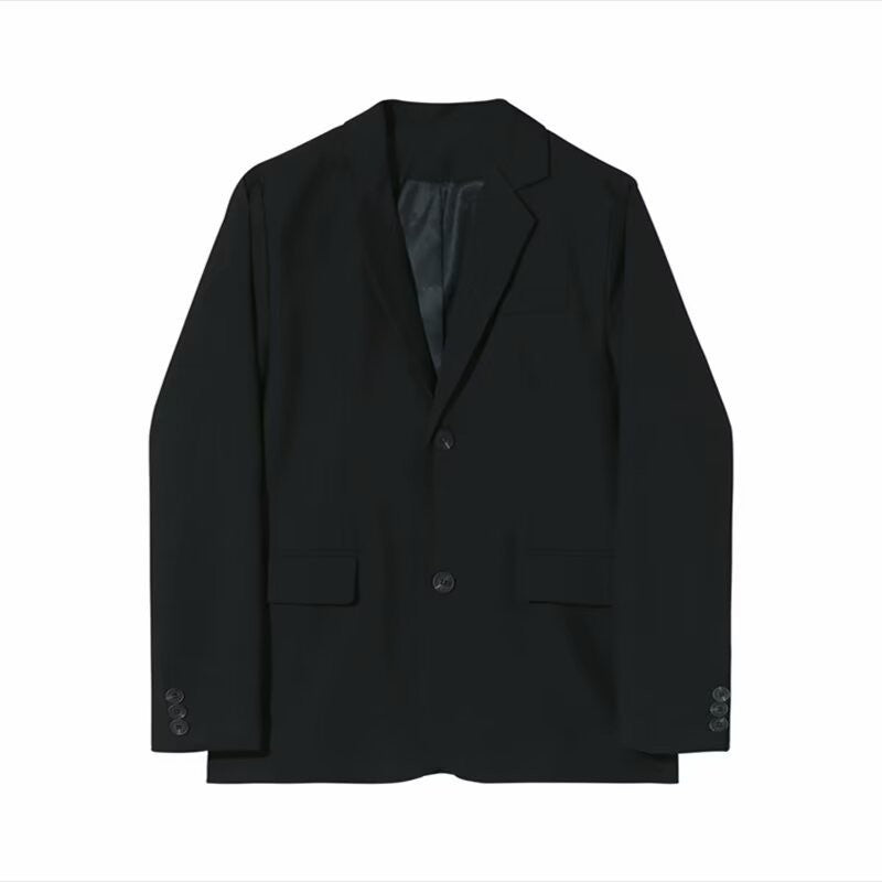 Menswear Classic Blazer Mens Casual Lightweight Jacket Autumn Korean Style Black Coat Fashion High Street Single-breasted Blazer